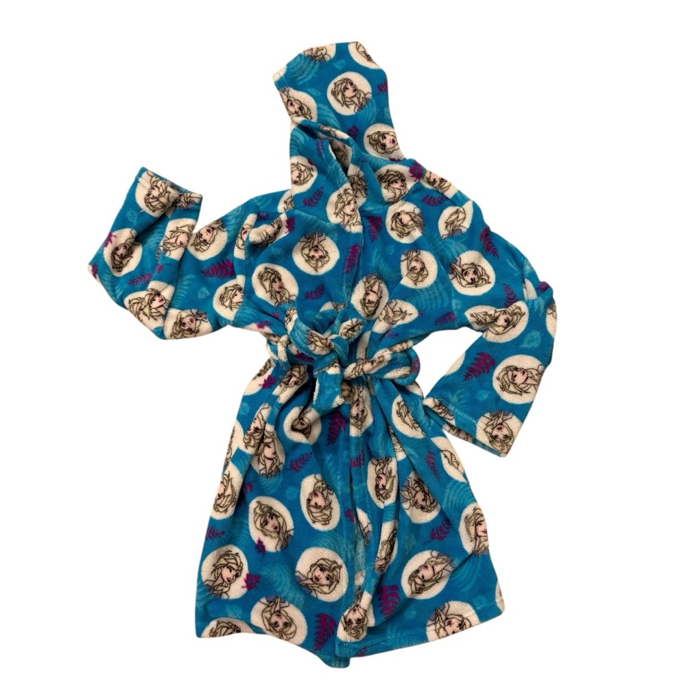 Disney Frozen Bath Robe PJ Pajamas Hooded Fleece Kids Size L 10